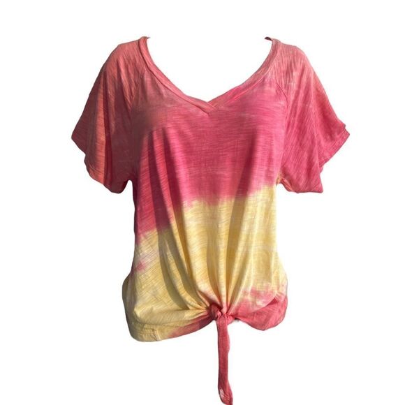 Cable and Gauge Tie Front Tie Dye Short Sleeve Tee - Picture 10 of 10